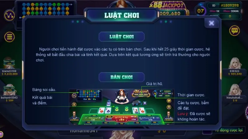 Baccarat Lucky88 tại Rikvip trò chơi cá cược thưởng lớn