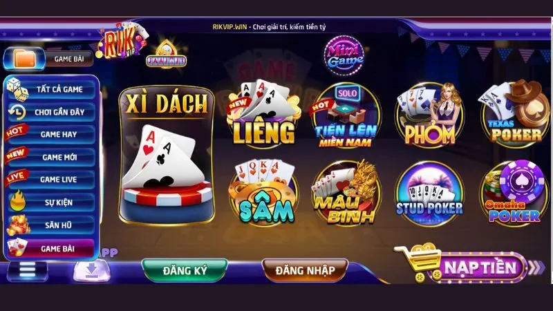 Giao diện chơi game bài tại nhà cái Rikvip
