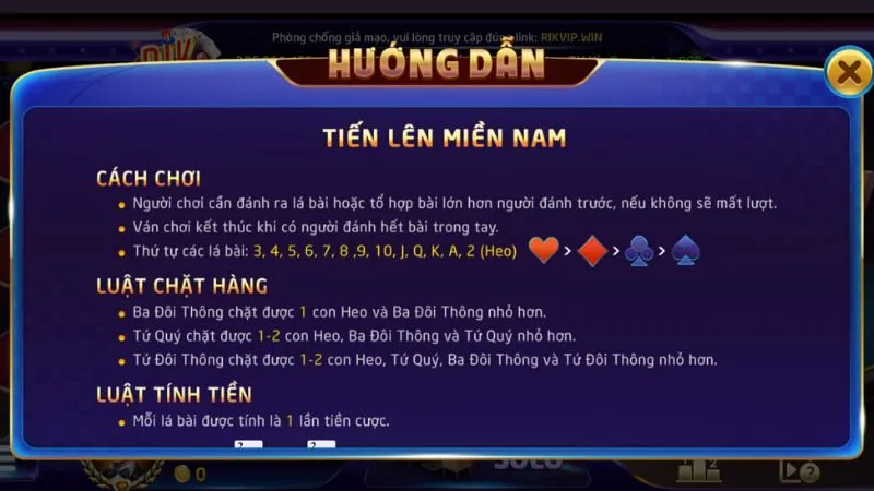 Luật chơi Tiến lên miền nam hướng dẫn chi tiết tại Rikvip