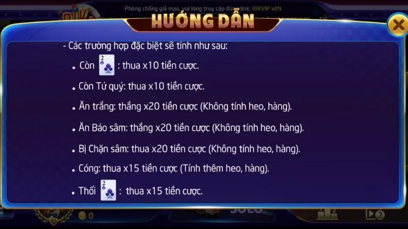 Một số quy định đặc biệt của Bài Sâm