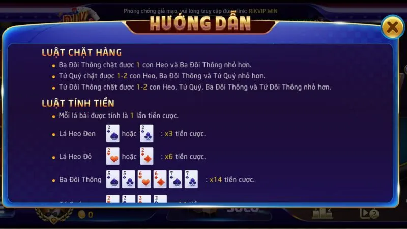 Luật chặt hàng được Rikvip quy định rõ trên website