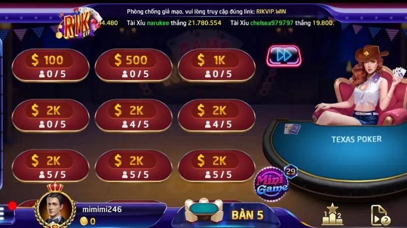 Đa dạng các mức cược để lựa chọn trong Texas Poker